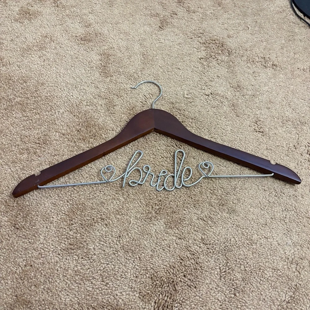 Bridal Brown Wooden Bride Hanger for Wedding Dress Cursive